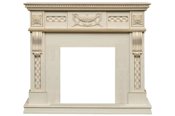 Каминокомплект Corsica - Слоновая кость с патиной (Ширина 1100) с очагом Atherton